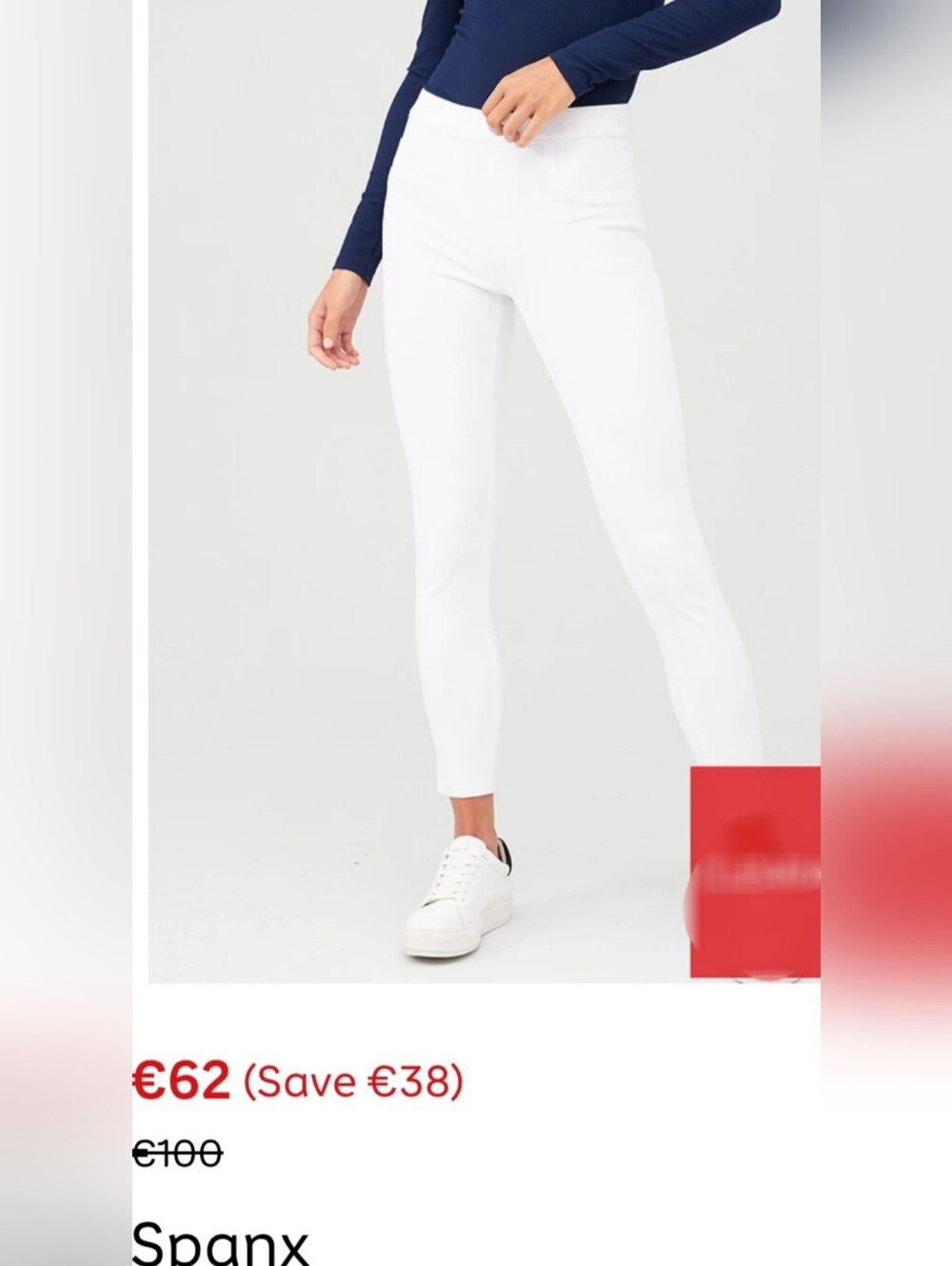 SPANX Jean-ish Tummy Control White High-Rise Ankle Leggings Cotton Blend 1X